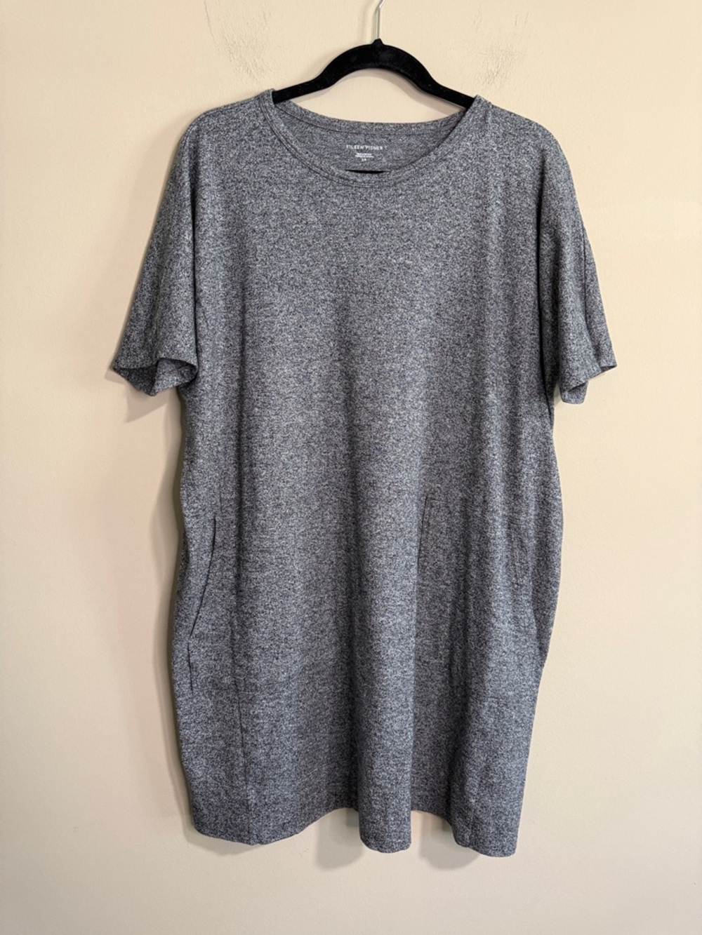 Eileen Fisher Marled Gray Short Sleeve Knit Top